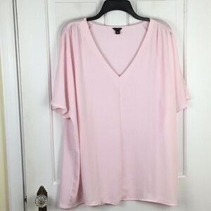 Ann Taylor Flutter Sleeve Blouse V-neck Plus Size XXL
